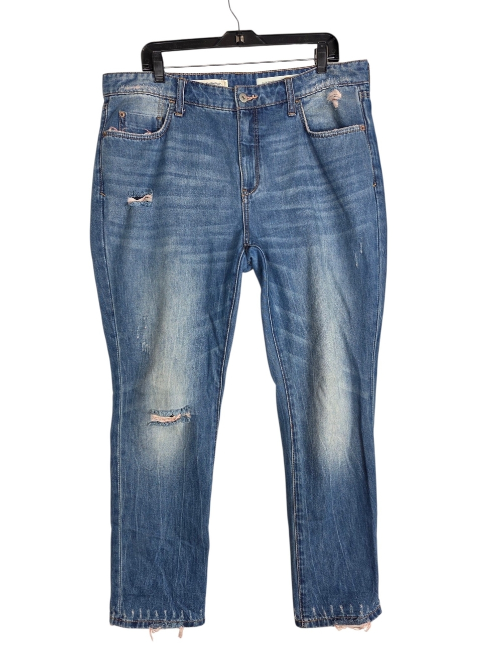 Pilcro and the Letterpress Slim Boyfriend Blue Distressed Denim Jeans